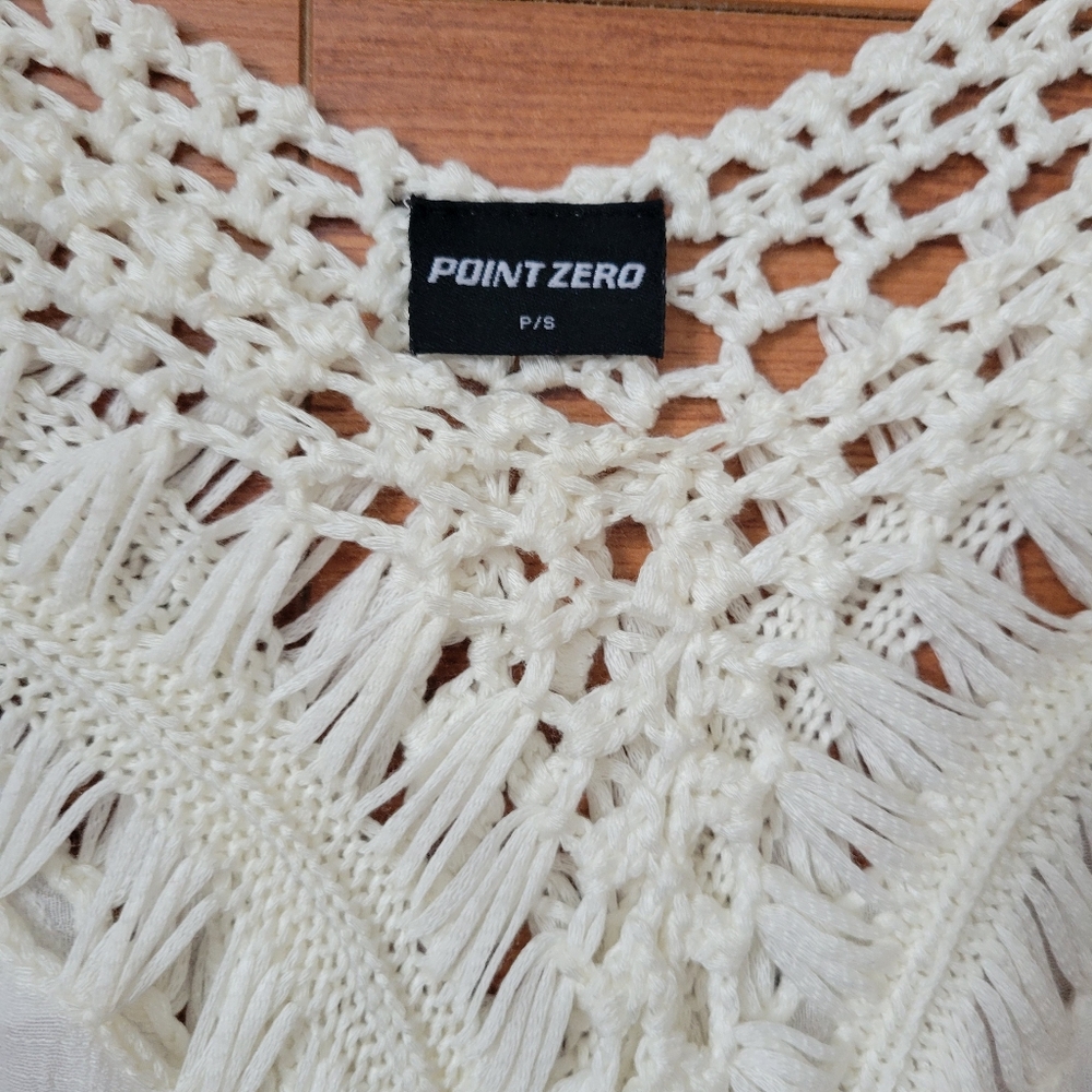 Elegant White Bohemian Top Fringe Shawl M - Picture 2 of 5